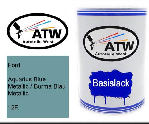 Ford, Aquarius Blue Metallic / Burma Blau Metallic, 12R: 500ml Lackdose, von ATW Autoteile West.